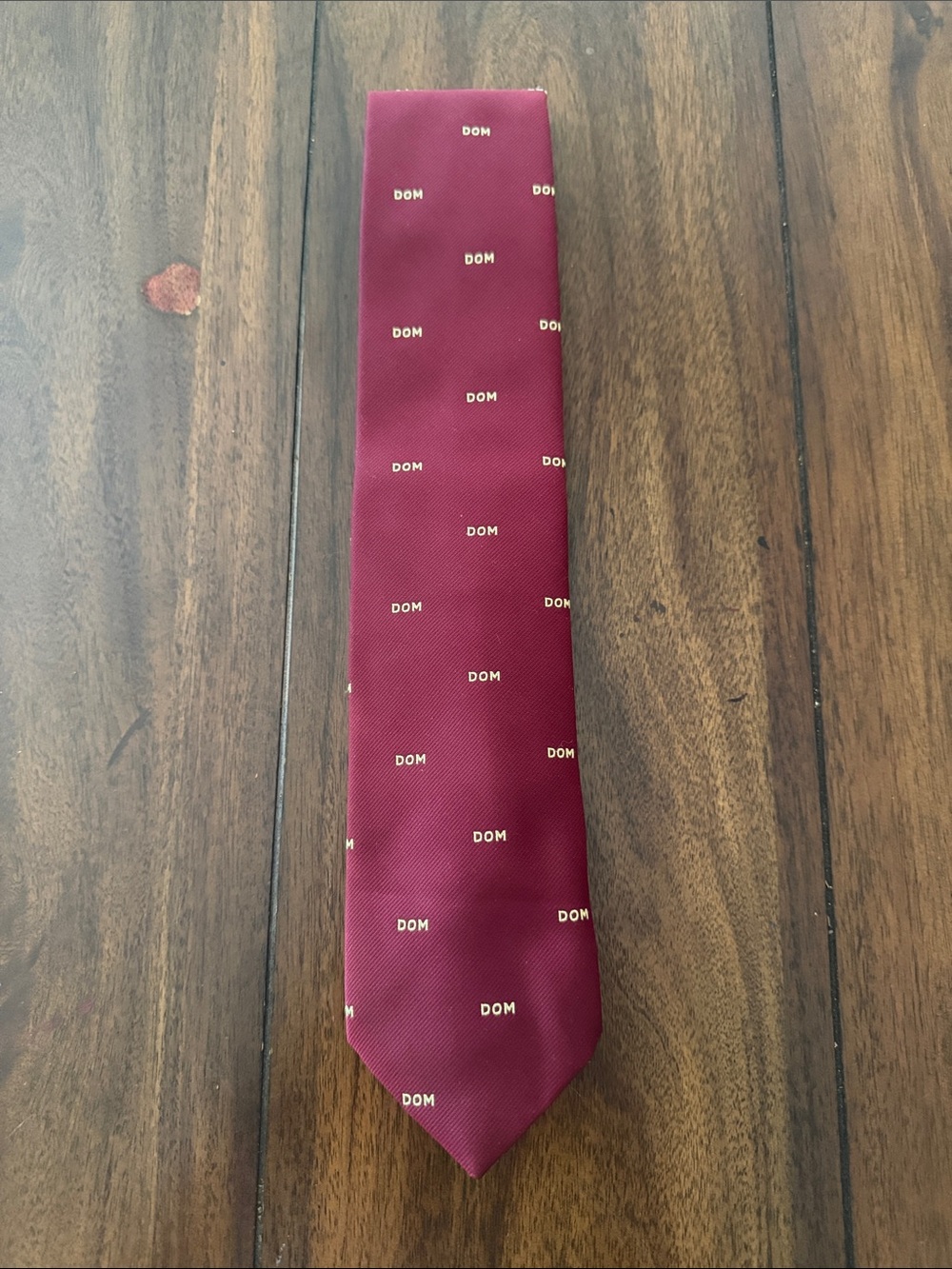 Bækgaard Burgundy All-Over "DOM" Print Silk Novelty Tie with Hidden Portrait